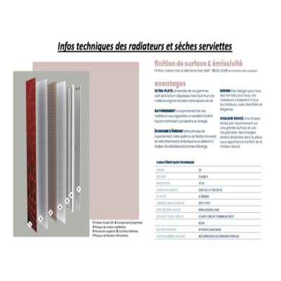 Radiateur electrique 800W vertical 180x40 cm modele Monochrome noir