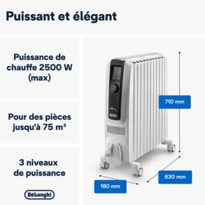 Radiateur électrique à bain d'huile 2500W, De'Longhi