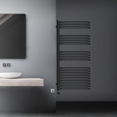 Radiateur Electrique Anthracite 500x1200 mm + Resistance 900W et Thermostat Affichage Digital
