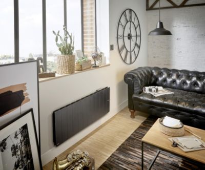 Radiateur électrique bas connecté 1000W à inertie sèche gris, Noirot Fontea