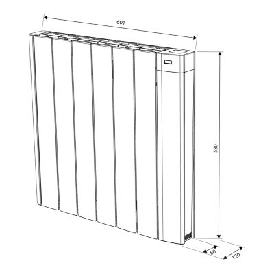 Radiateur électrique connecté 1000W à inertie fluide, GoodHome Myko Basel