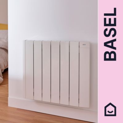 Radiateur électrique connecté 1000W à inertie fluide, GoodHome Myko Basel