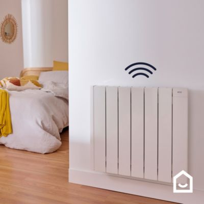 Radiateur électrique connecté 1000W à inertie fluide, GoodHome Myko Basel
