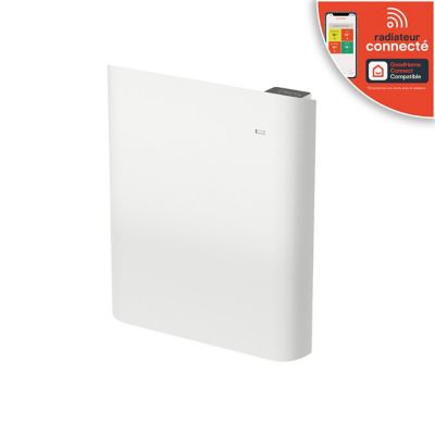 Radiateur électrique connecté 1000W à inertie sèche blanc, GoodHome Florya