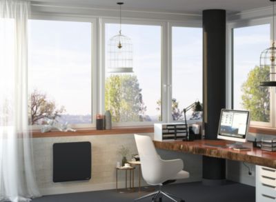 Radiateur électrique connecté 1000W double cœur de chauffe, anthracite et éclairage d'ambiance, Sauter Hekla