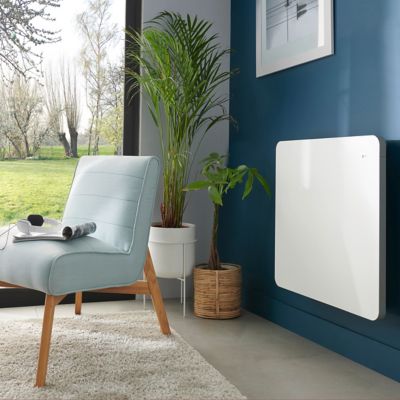Radiateur électrique connecté 1000W double cœur de chauffe blanc, GoodHome Sondrio