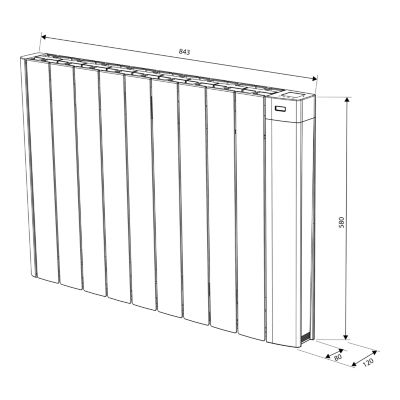 Radiateur électrique connecté 1500W à inertie fluide, GoodHome Myko Basel