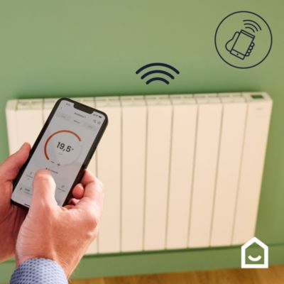 Radiateur électrique connecté 1500W à inertie fluide, GoodHome Myko Basel