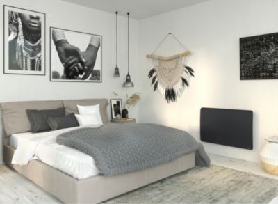 Radiateur électrique connecté 1500W double cœur de chauffe, anthracite et éclairage d'ambiance, Sauter Hekla