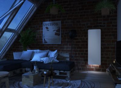 Radiateur électrique connecté 1500W double coeur de chauffe vertical blanc, lumineux - Sauter Hekla