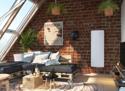 Radiateur électrique connecté 1500W double coeur de chauffe vertical blanc, lumineux - Sauter Hekla