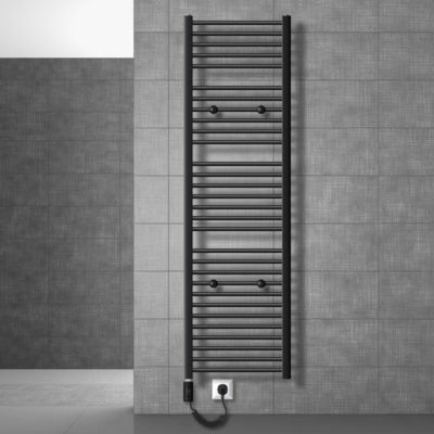 Radiateur Electrique Courbe Sahara, 500x1800 mm, Noir Mat,   Resistance 900W avec Thermostat Commande Tactile