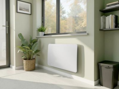 Radiateur électrique horizontal inertie sèche Evolus 1000W Connect blanc Airelec