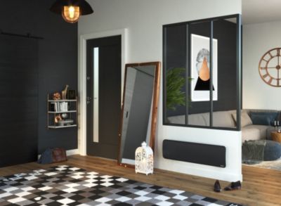 Radiateur électrique plinthe connecté 1000W double cœur de chauffe, anthracite et éclairage d'ambiance, Sauter Hekla