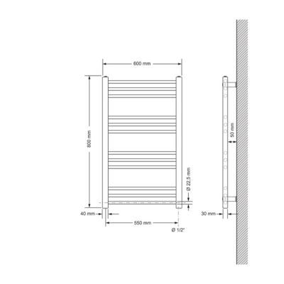 Radiateur Electrique pour salle de bain 600x800 mm Anthracite