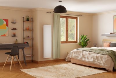 Radiateur électrique vertical connecté 1500W à inertie sèche en fonte blanc, Noirot Walter 2