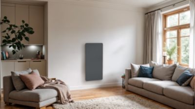 Radiateur électrique vertical connecté 1500W à inertie sèche gris, Carrera Avery