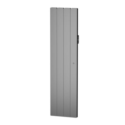 Radiateur électrique vertical connecté 1500W à inertie sèche gris, Noirot Fontea