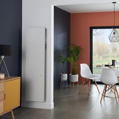 Radiateur électrique vertical connecté 1500W double cœur de chauffe blanc, GoodHome Sondrio