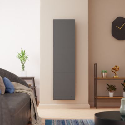 Radiateur électrique vertical connecté 1500W double cœur de chauffe gris, Noirot Radiasoft 2