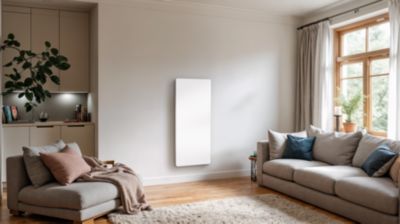 Radiateur électrique vertical connecté 2000W à inertie sèche blanc, Carrera Avery