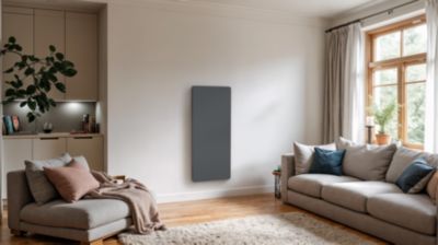 Radiateur électrique vertical connecté 2000W à inertie sèche gris, Carrera Avery