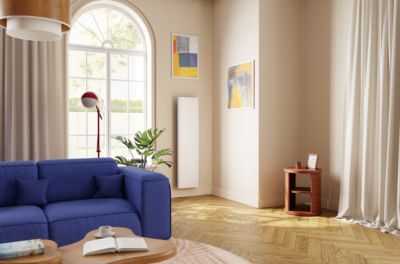 Radiateur électrique vertical connecté 2000W double cœur de chauffe blanc, Noirot Evolution