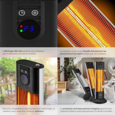 Radiateur infrarouge 1500W avec fonction minuterie