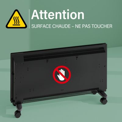 Radiateur électrique 1500W connecté WiFi - Verre blanc glacé - Mobile mural - Ultra-plat 70mm