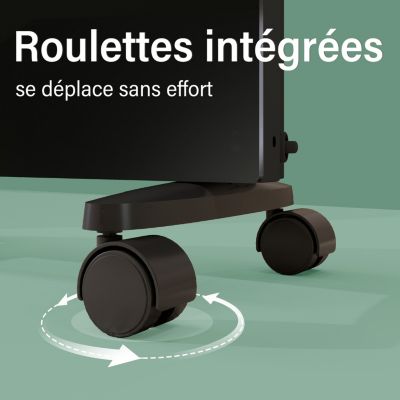 Radiateur électrique 1500W connecté WiFi - Verre noir glacé - Mobile mural - Ultra-plat 70mm