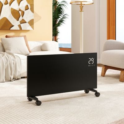 Radiateur électrique 2000W connecté WiFi - Grande surface - Mobile mural - Ultra-plat 70mm - Noir
