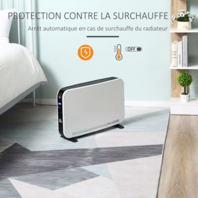 Radiateur électrique avec thermostat et timer - panneau rayonnant 1830-2180 W - panneau LED tactile - acier plastique noir blanc