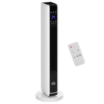 Radiateur électrique céramique PTC - chauffage soufflant oscillant 1100/2200W - télécommande incluse - timer 8h - blanc