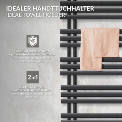 Radiateur Électrique de Salle de Bain Design Iron EM, 600x 1400 mm, Anthracite