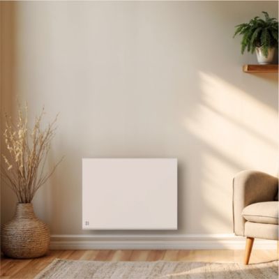 Radiateur électrique fixe double système de chauffe à inertie sèche céramique+film 1000W Bestherm FREYA horizontal blanc