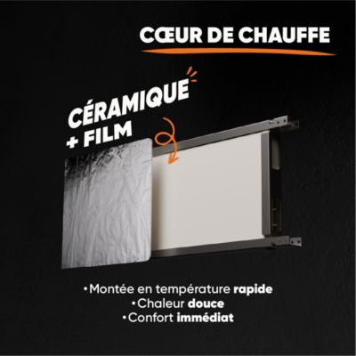 Radiateur électrique fixe double système de chauffe à inertie sèche céramique+film 1000W Bestherm FREYA horizontal blanc
