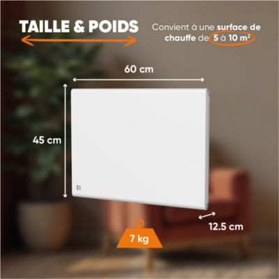 Radiateur électrique fixe double système de chauffe à inertie sèche céramique+film 1000W Bestherm FREYA horizontal blanc