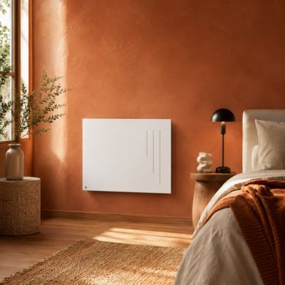 Radiateur électrique fixe à inertie sèche céramique 1000W BESTHERM SPARK horizontal blanc NF
