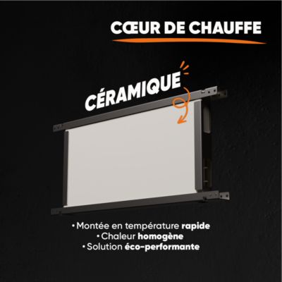 Radiateur électrique fixe à inertie sèche céramique 1500W BESTHERM ALBA horizontal blanc