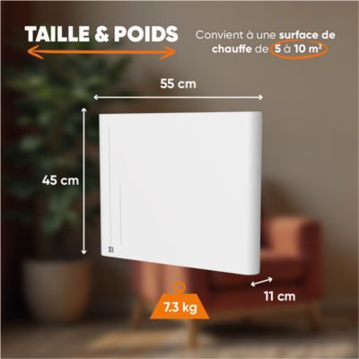 Radiateur électrique fixe à inertie sèche céramique 1500W BESTHERM ALBA horizontal blanc