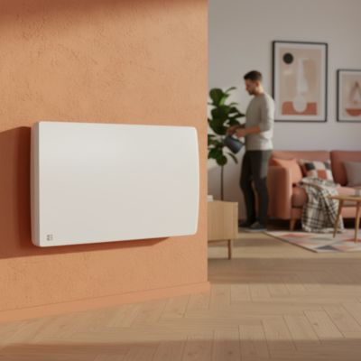 Radiateur électrique fixe à inertie sèche céramique 1500W BESTHERM ARIA horizontal blanc