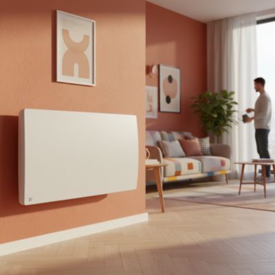 Radiateur électrique fixe à inertie sèche céramique 2000W BESTHERM ARIA horizontal blanc