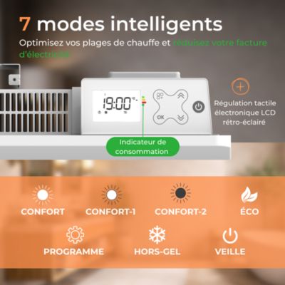 Radiateur électrique à inertie sèche fonte + film chauffant 1000W Thermostat Programmable Blanc Cosyup Mova Garantie 3 ans