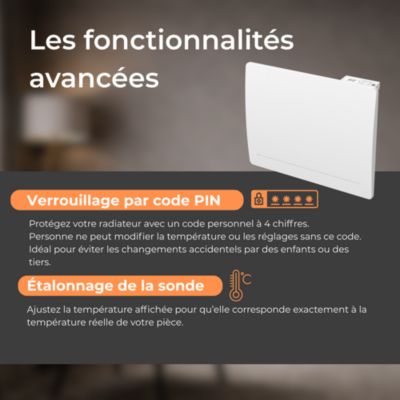 Radiateur électrique à inertie sèche fonte + film chauffant 1000W Thermostat Programmable Blanc Cosyup Mova Garantie 3 ans