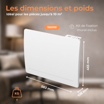 Radiateur électrique à inertie sèche fonte + film chauffant 1000W Thermostat Programmable Blanc Cosyup Mova Garantie 3 ans