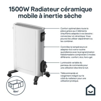 Radiateur mobile à inertie sèche GoodHome 1500W