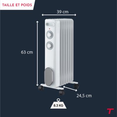 Radiateur mobile bain d'huile THOMSON CALISTA 2000W blanc