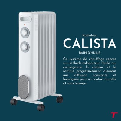 Radiateur mobile bain d'huile THOMSON CALISTA 2000W blanc