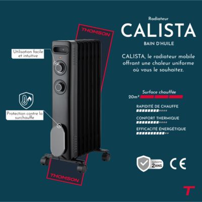 Radiateur mobile bain d'huile THOMSON CALISTA 2000W noir
