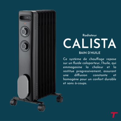 Radiateur mobile bain d'huile THOMSON CALISTA 2000W noir